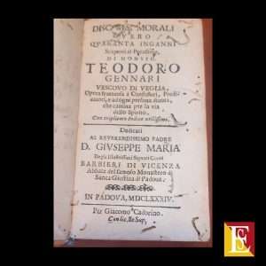 Discorsi morali Teodoro Gennari 1684 libro seicentesco